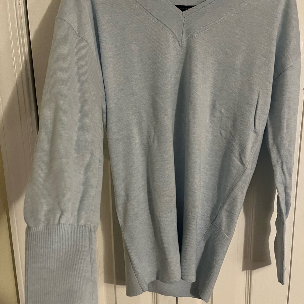 Light Blue V-Neck Womens Sweater